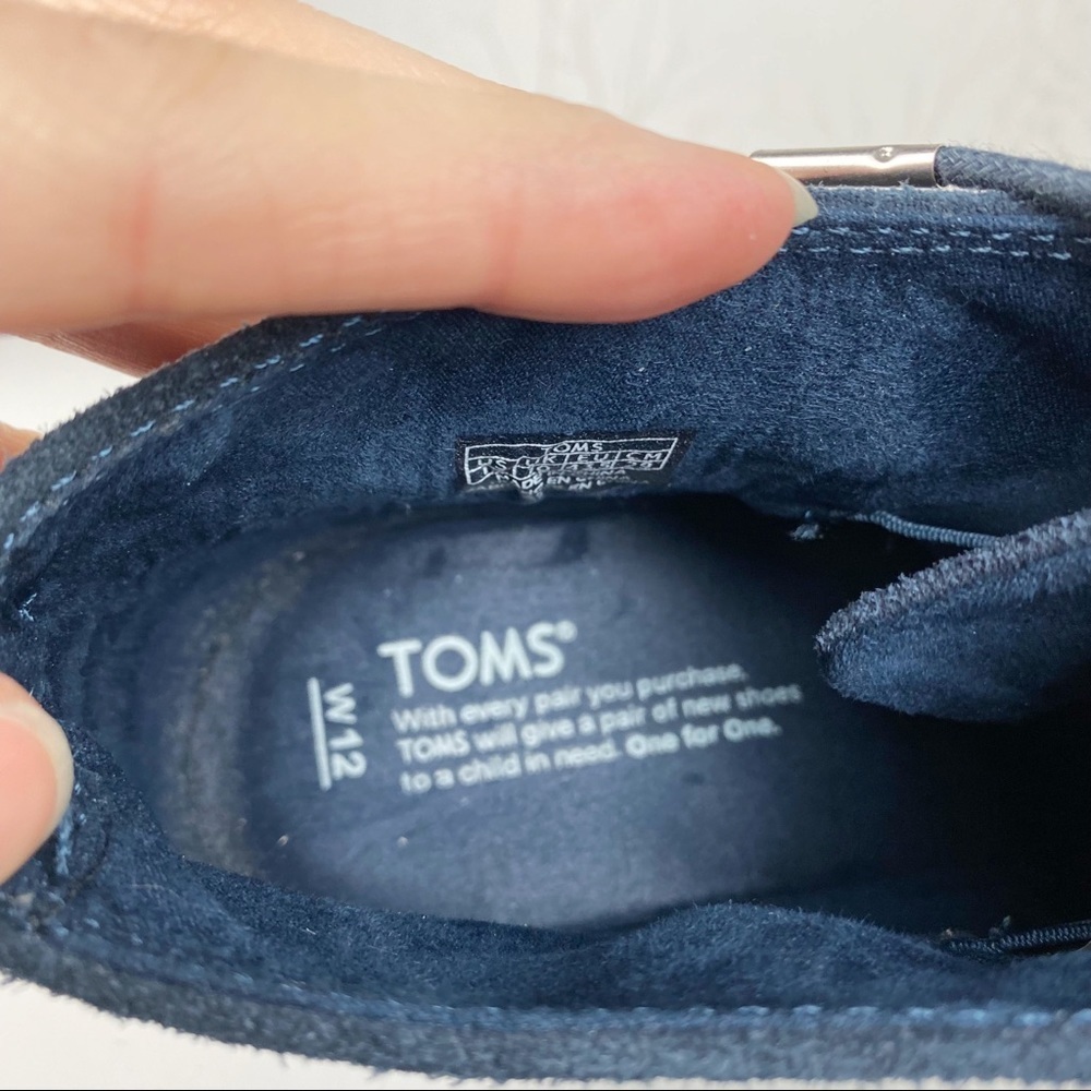 TOMS Navy Blue Suede Corduroy Desert Wedge Booties Size:  12 Ankle Boot - Picture 8 of 11